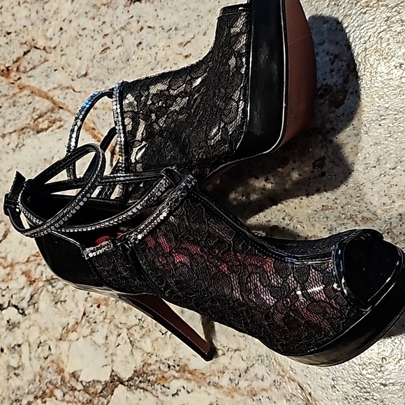 Nadara Black Lace Heels - Picture 4 of 9